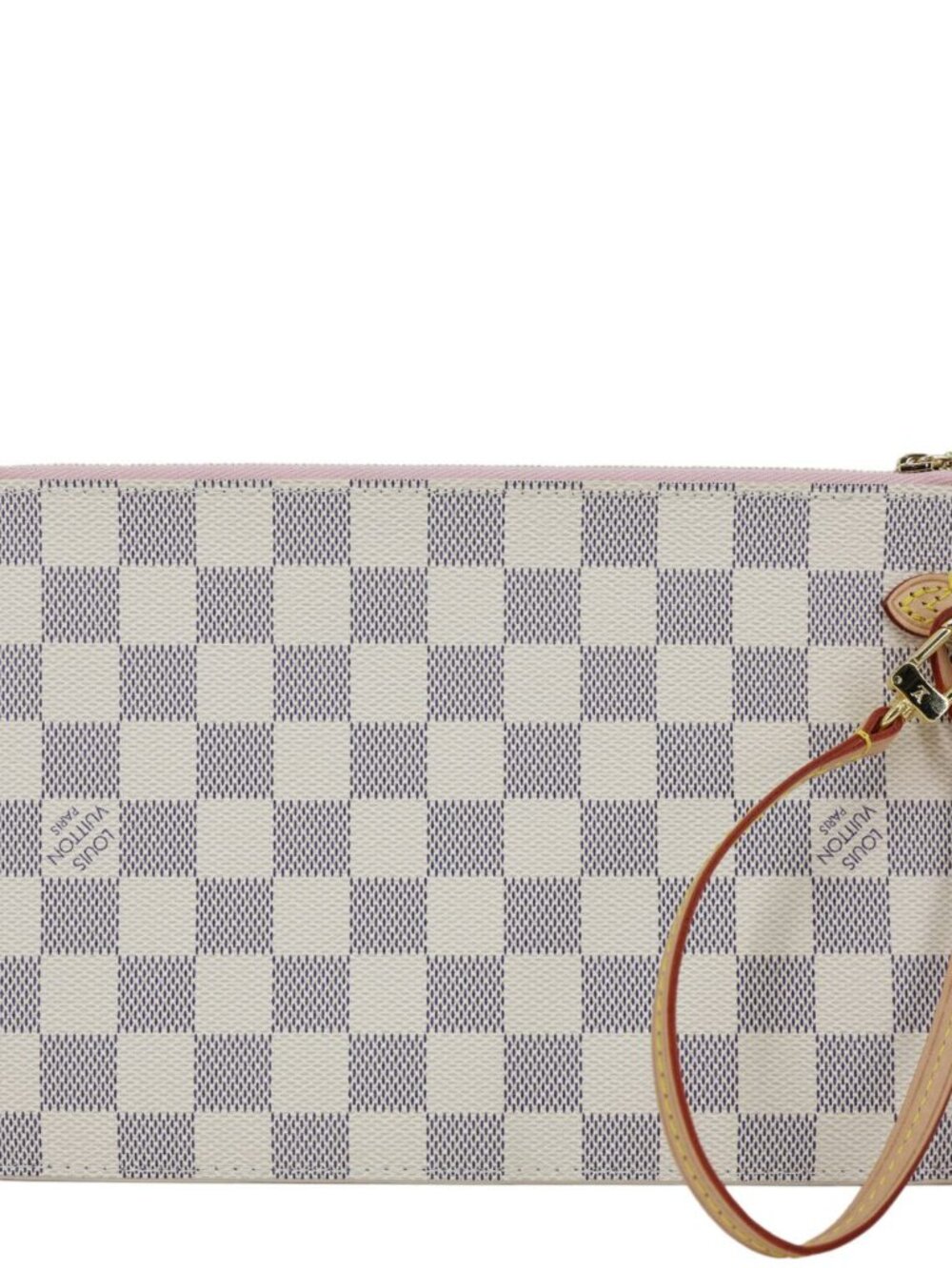 Louis Vuitton Neverfull Damier Azur Pochette Wristlet Rose Ballerine